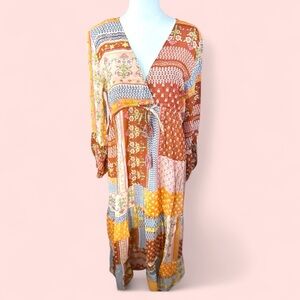 Raga‎ NWT SZ Med Orange Pink V-Neck Sundress